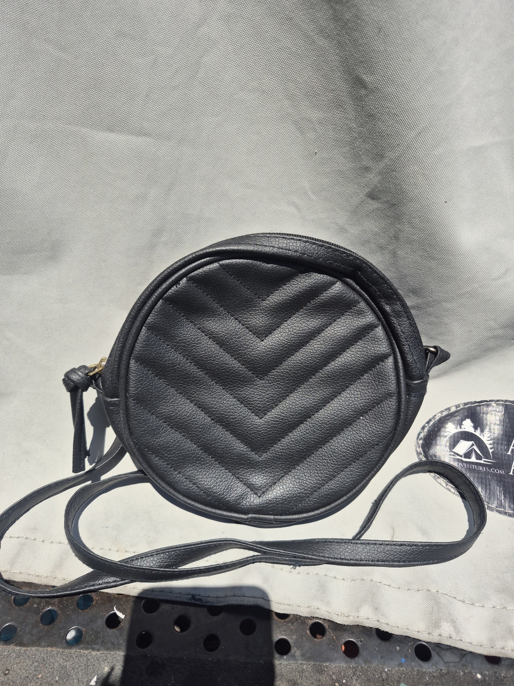 Black Quilted Round Crossbody Bag
